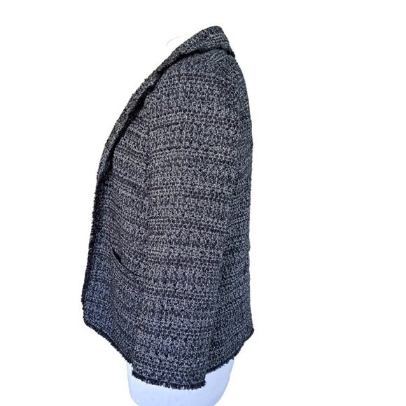 Revolve Cupcakes and Cashmere Gregory Tweed Fringe Blazer Jacket Black - Picture 3 of 9